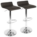 Lumisource Ale Adjustable Swivel Barstool in Brown PU Leather, PK 2 BS-ALE BN2